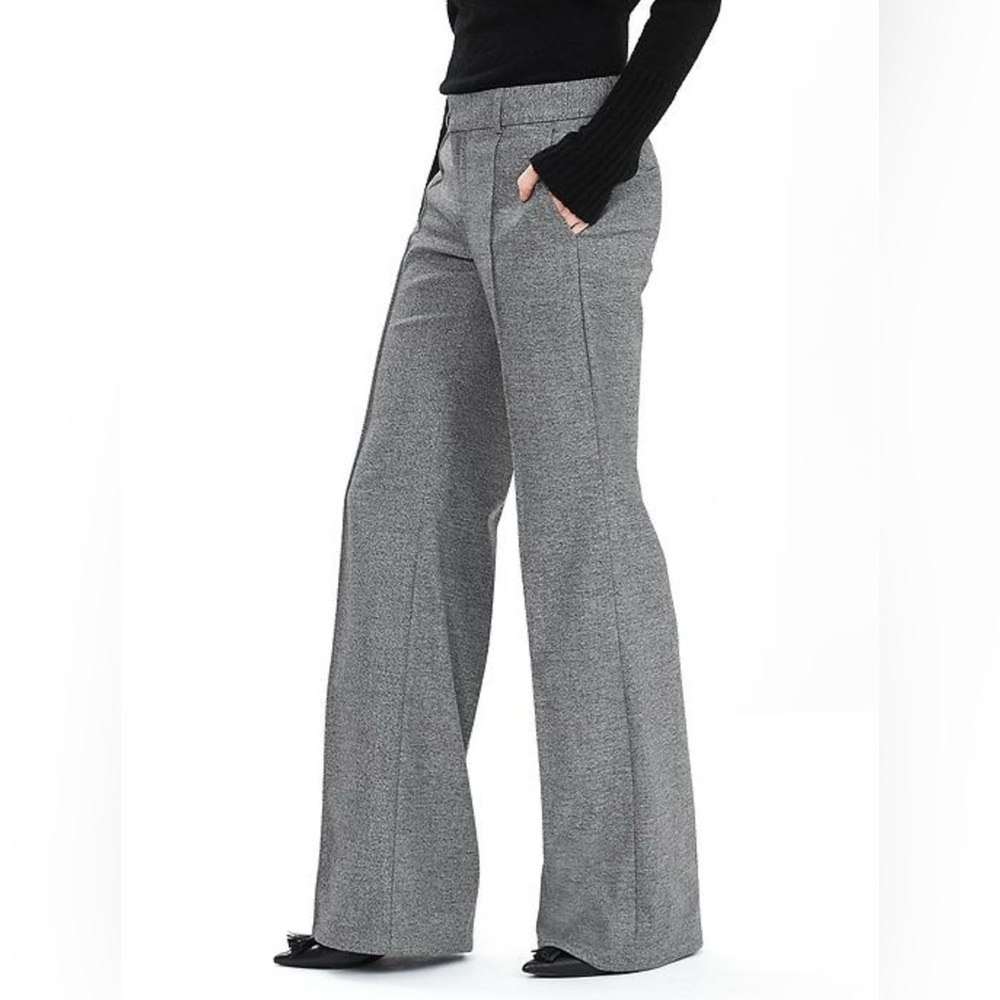 Banana Republic Women’s Gray Pintuck Wide-Leg Pant Size 4